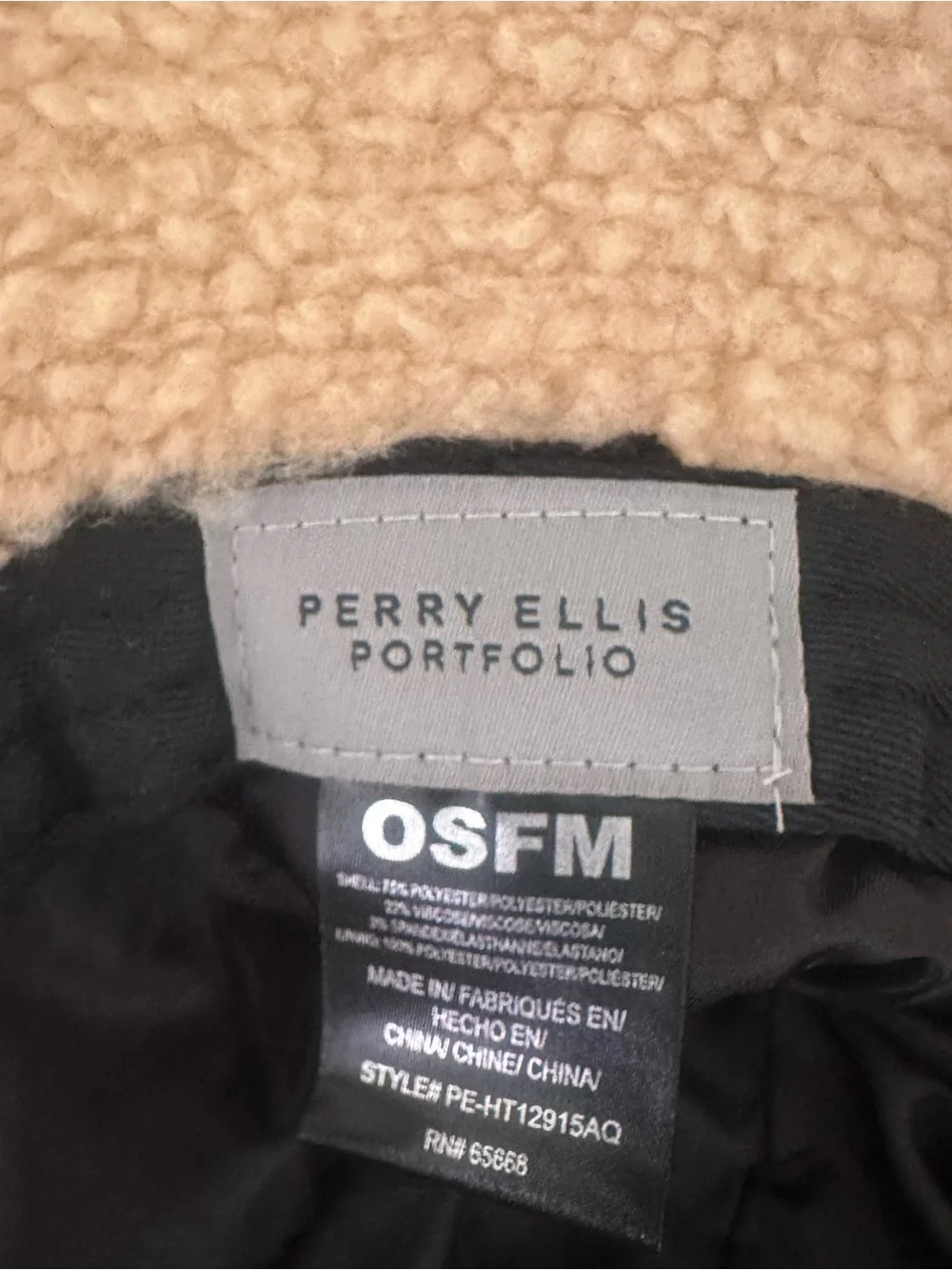 Perry Ellis Frayed-Edge Tan Bucket Hat one size